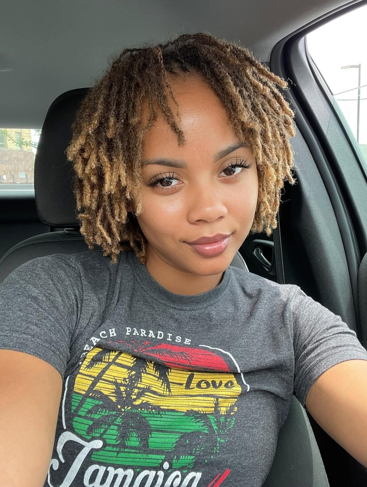 Short Ear Length Locs with Curtain Bangs Short Ear Length Locs with Curtain Bangs — Simple Down Locs