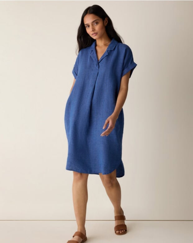 Royal blue linen-like short sleeve dress — Simple Dresses for Moms