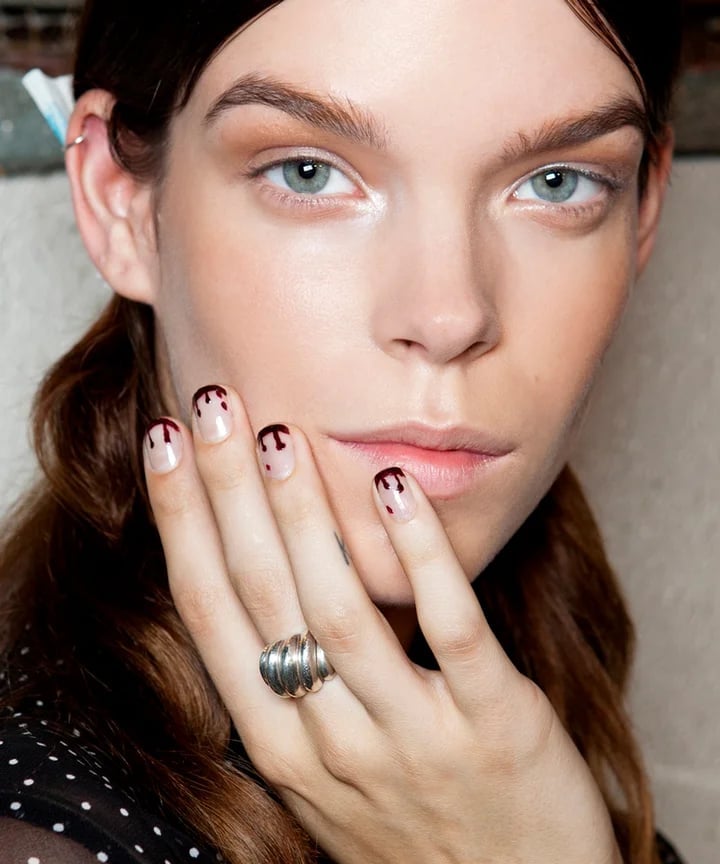 Short Almond Blood Drip Nails — Simple Drip Nails