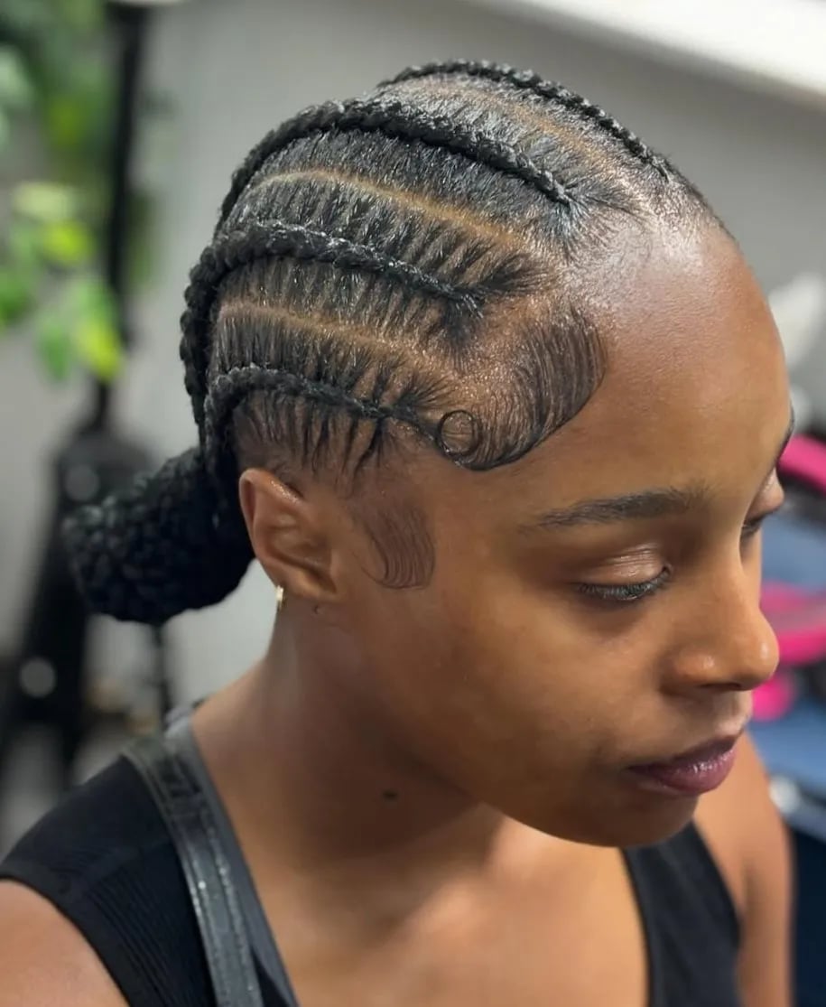 Feed In Braids Styled Into Low Bun Feed In Braids Styled Into Low Bun — Simple Feed in Braids