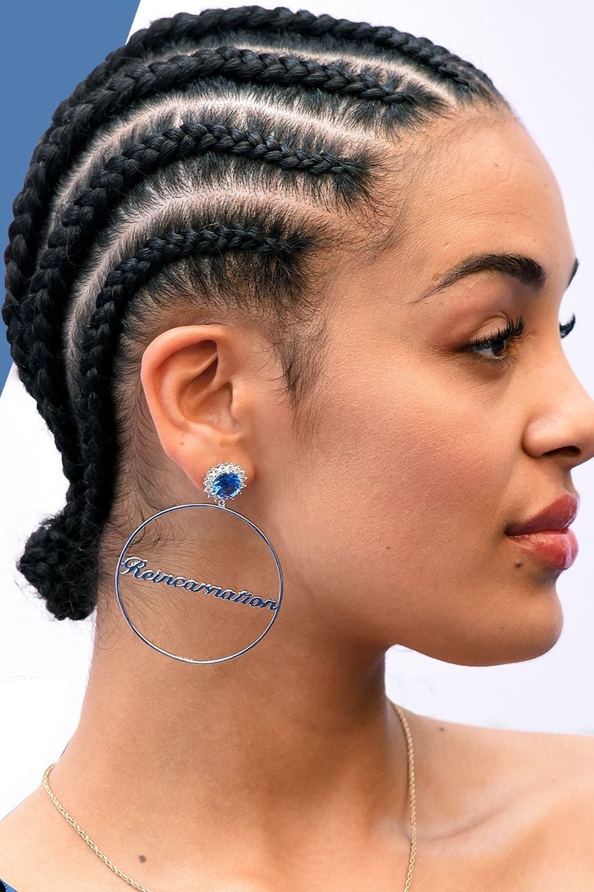 Neatly Braided Cornrows Side View Neatly Braided Cornrows Side View — Simple Feed in Braids