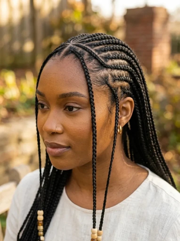 Feed In Braids With Geometric Parting Feed In Braids With Geometric Parting — Simple Feed in Braids
