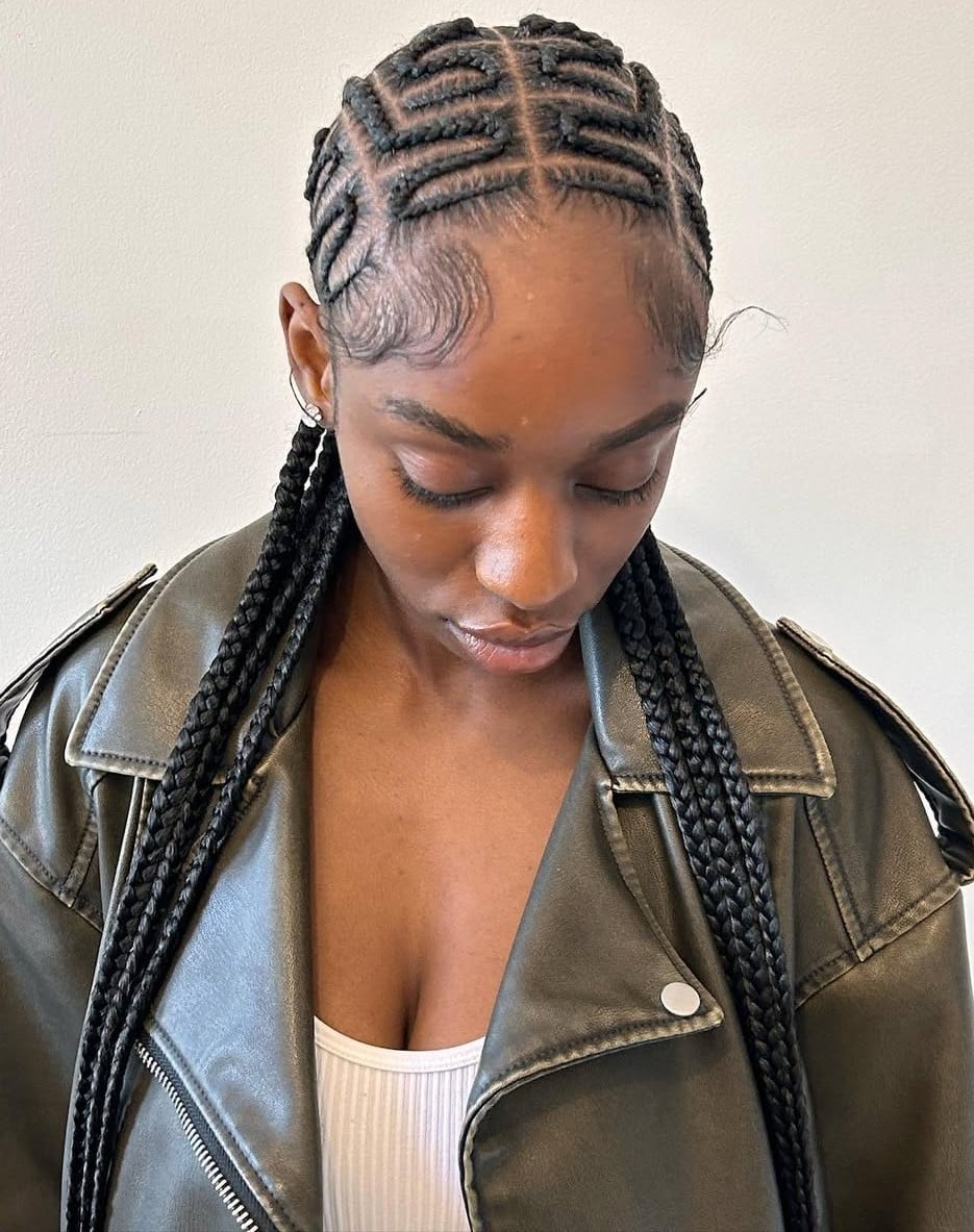 Long Feed-In Braids With Neat Scalp Pattern Long Feed-In Braids With Neat Scalp Pattern — Simple Feed in Braids Hairstyles