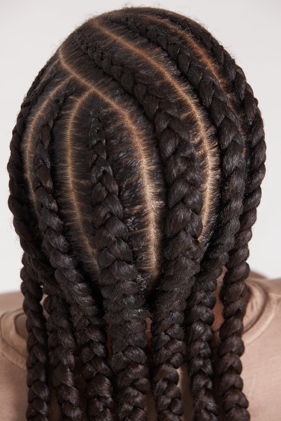 Mid-Back Black Braids In Geometric Pattern Mid-Back Black Braids In Geometric Pattern — Simple Feed in Braids Hairstyles