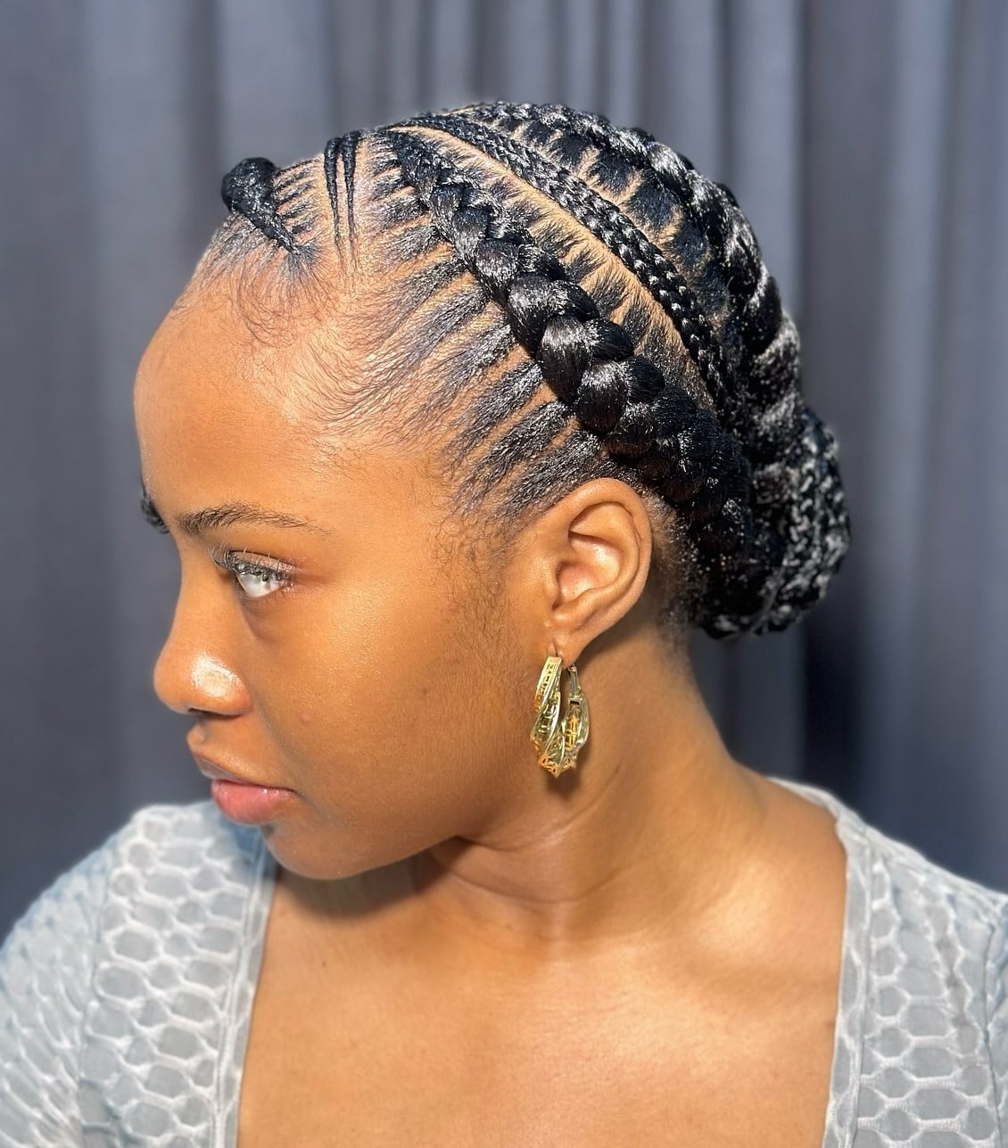 Shoulder Length Cornrows Into Ornate Updo Shoulder Length Cornrows Into Ornate Updo — Simple Feed in Braids Hairstyles