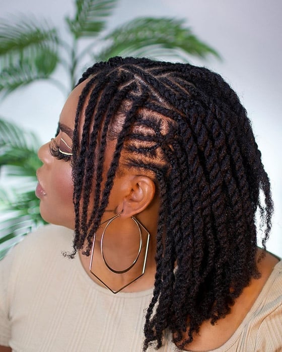Mid-Back Fulani Twists With Intricate Cornrows, Close-Up Take Mid-Back Fulani Twists With Intricate Cornrows, Close-Up Take — Simple Fulani Twists