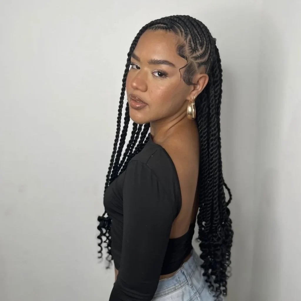 Mid-Back Fulani Twists With Scalp Cornrows Mid-Back Fulani Twists With Scalp Cornrows — Simple Fulani Twists