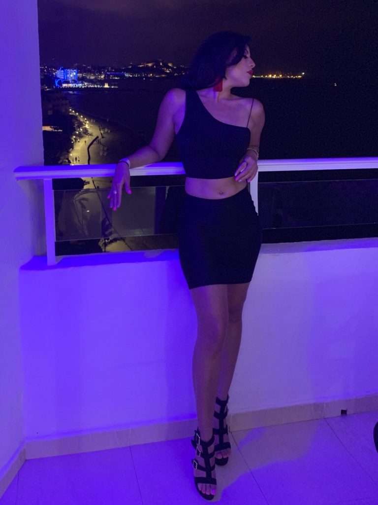 Black One-Shoulder Crop Top and Mini Skirt — Simple Going Out Outfits Night Club