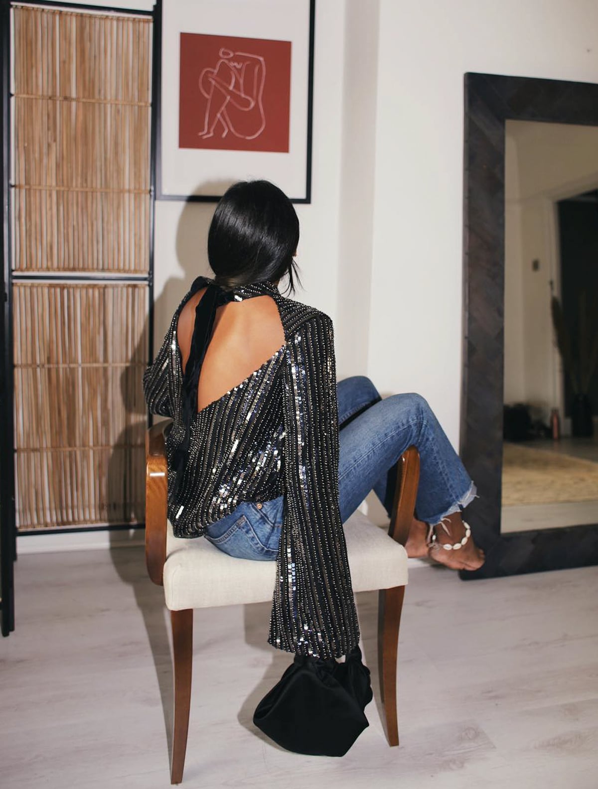 Sparkly Sequin Top with Blue Jeans — Simple Going Out Outfits Night Club