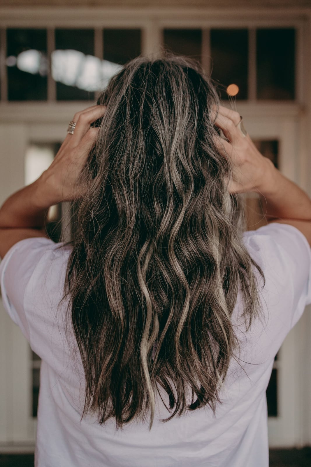 Mid-Back Hair With Natural Gray Blend — Simple Gray Blending Hair