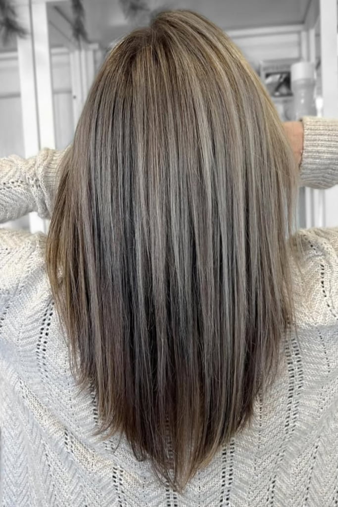 Collarbone Long Bob With Ash Blonde Blend — Simple Gray Blending Hair