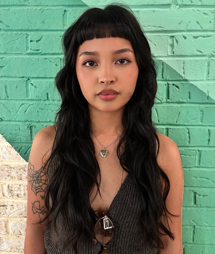 Black Shag With Choppy Layers and Micro Fringe — Simple Hair for Round Face