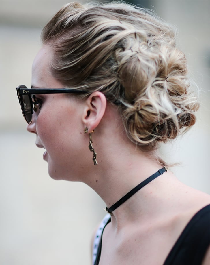 Long Wavy Updo With Braids and Wispy Bangs — Simple Hair Trends for Women