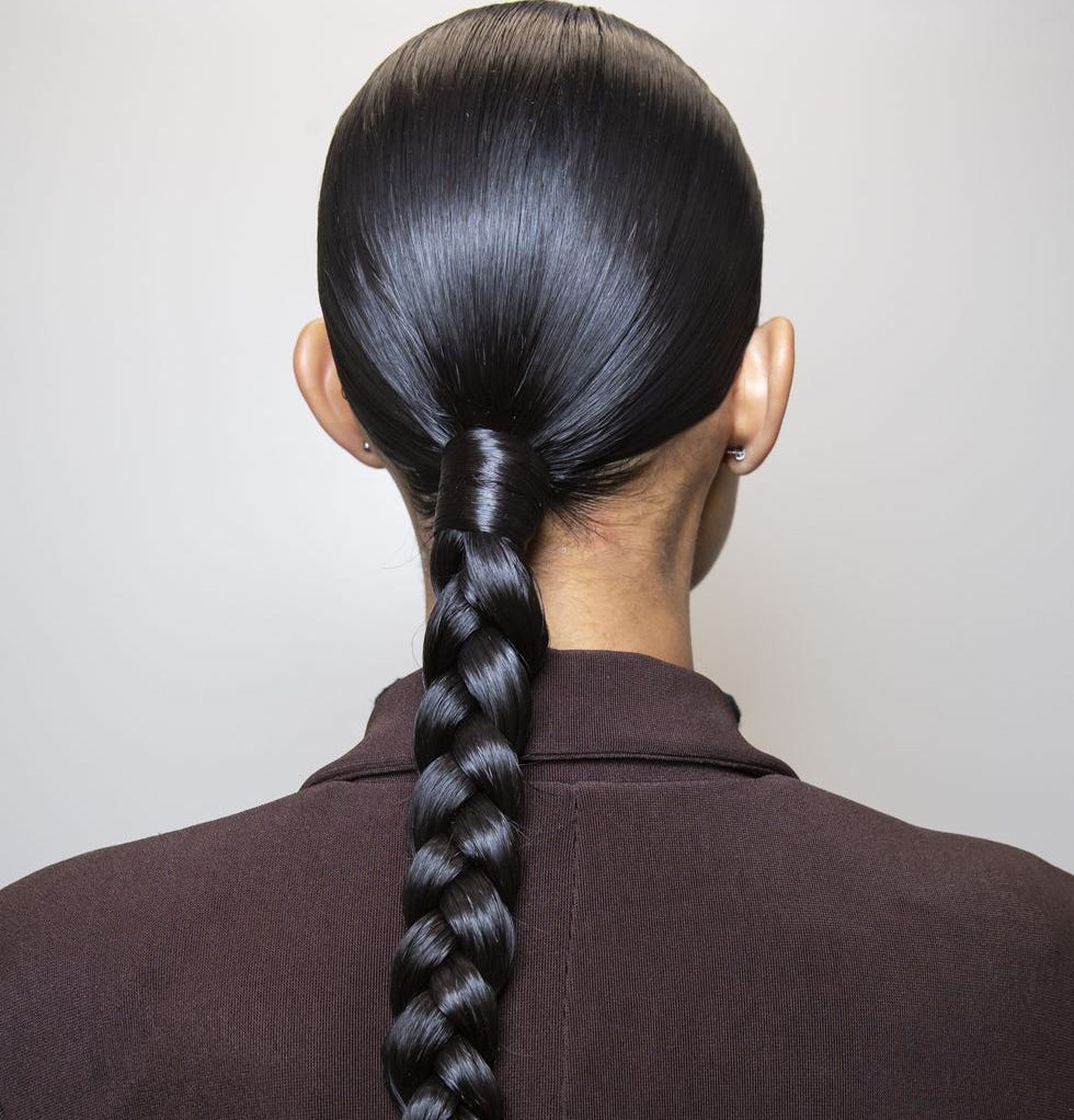 Medium Brown Balayage Lob With Curtain Bangs, Close-Up Take — Simple Hair Types Chart