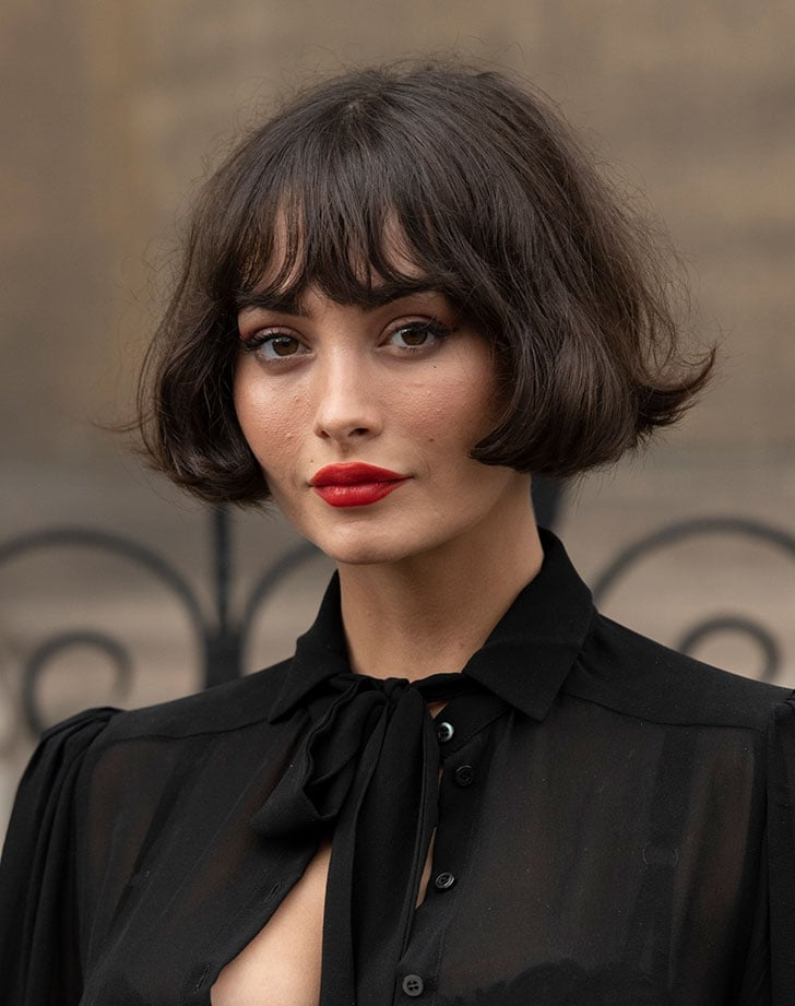 Chin Length Bob With Blunt Bangs — Simple Haircuts for Wavy Hair