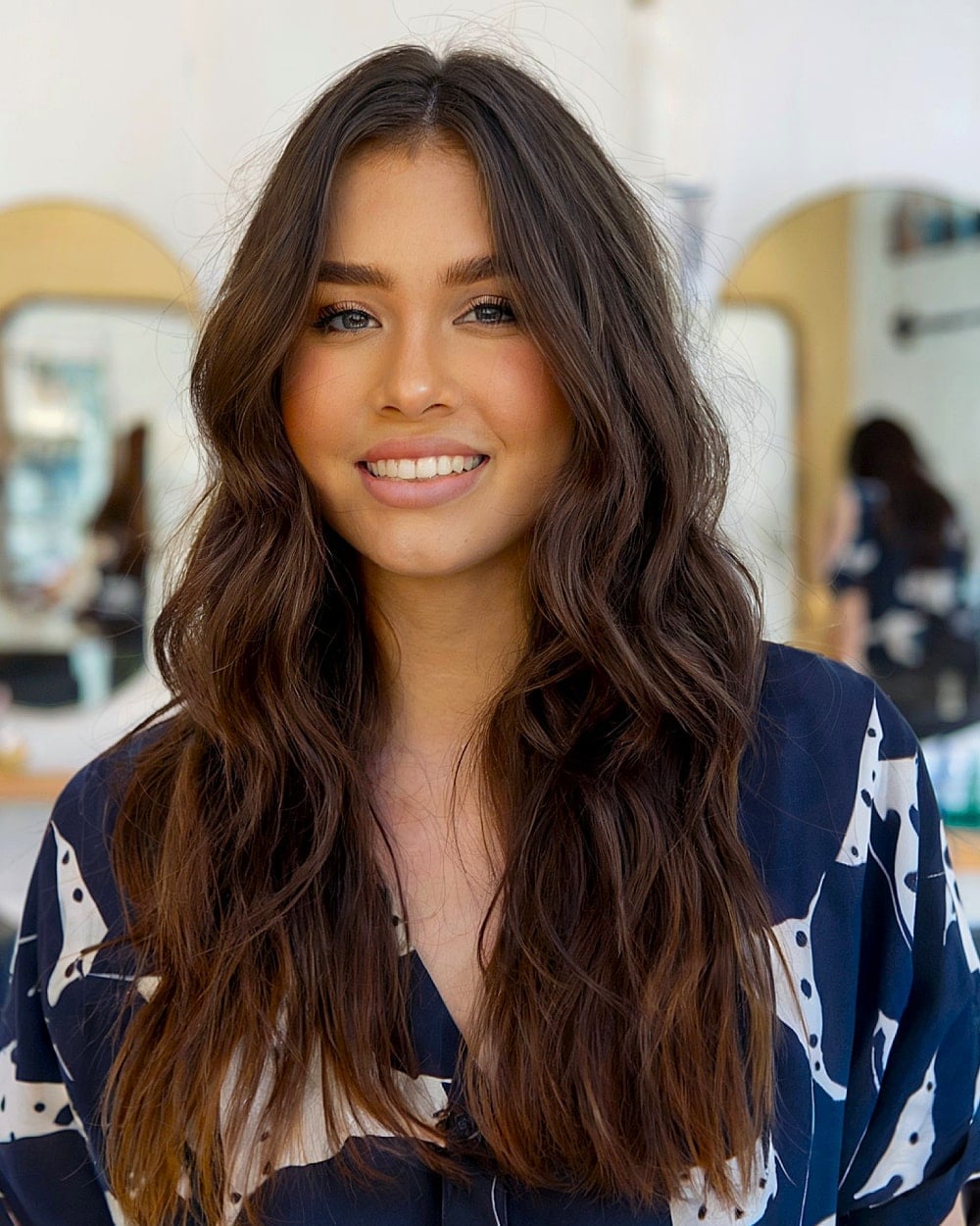 Long Layered Dark Brown With Balayage — Simple Haircuts for Wavy Hair