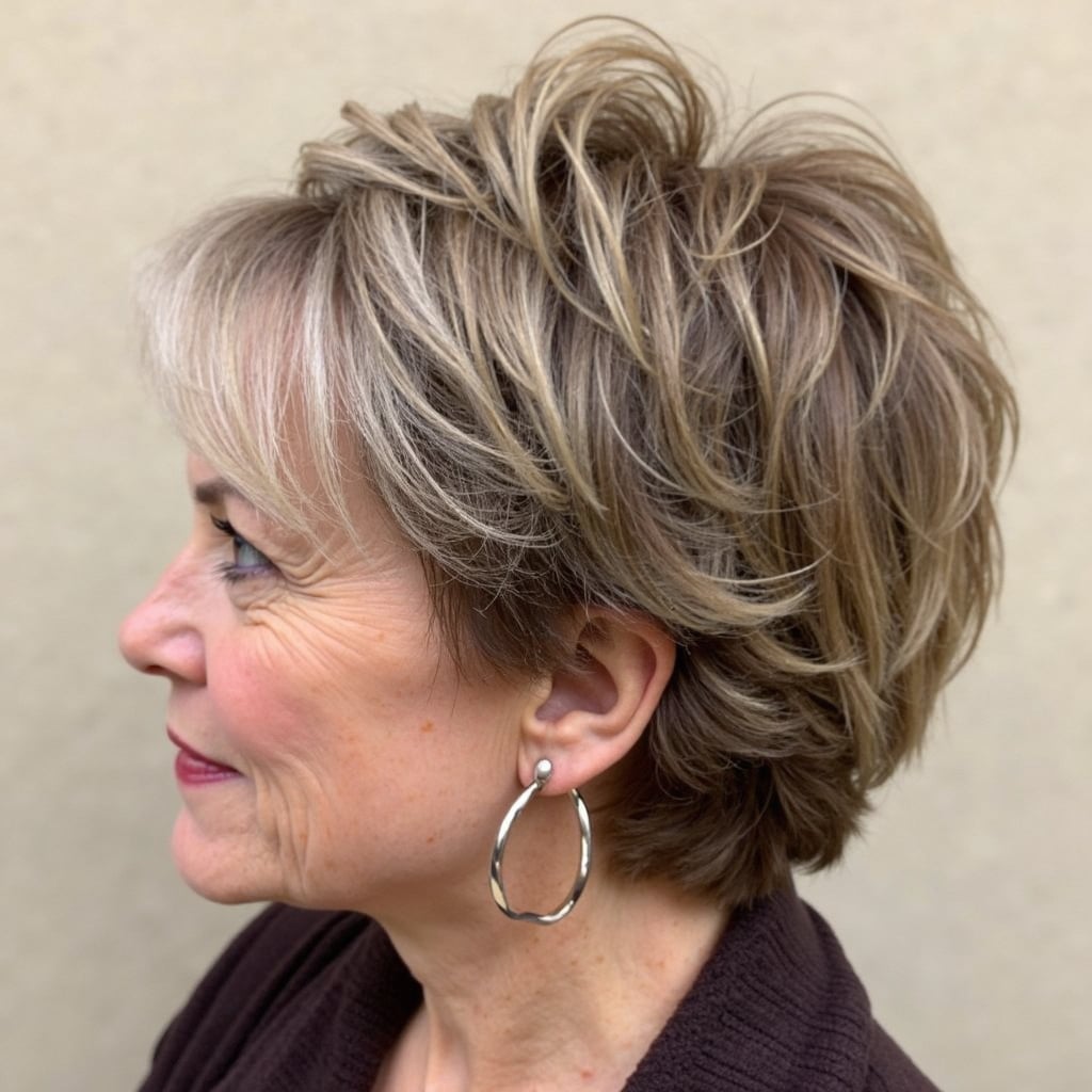 Short Layered Cut With Blonde Highlights — Simple Haircuts for Women over 50