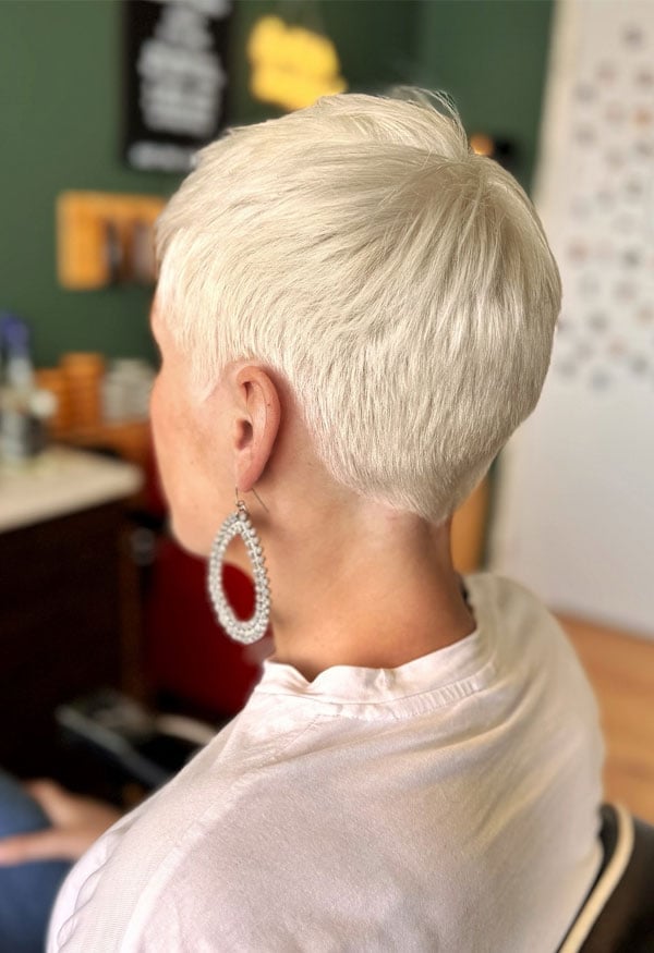 Short Textured Platinum Pixie — Simple Haircuts for Women over 50