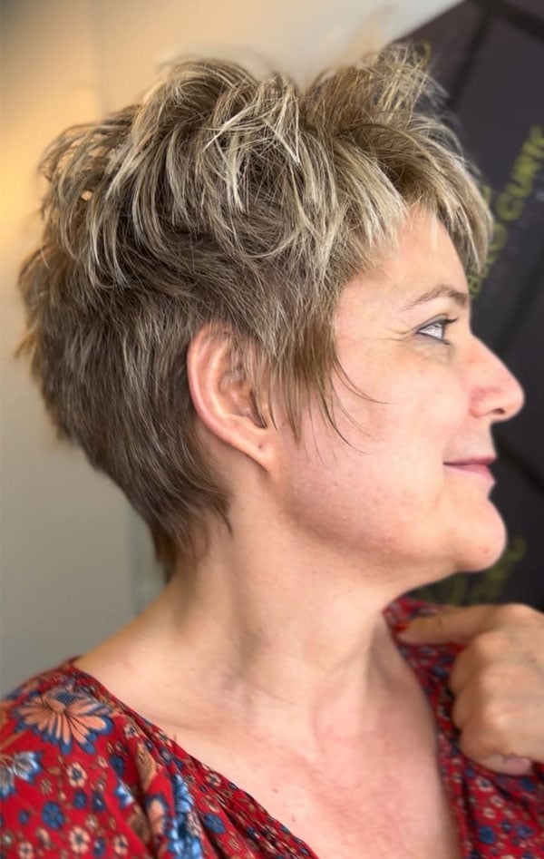 Layered Cut With Wispy Bangs And Gray Blend — Simple Haircuts for Women over 50