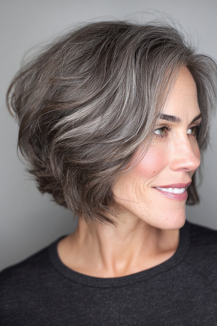 Collarbone Bob With Silver Gray Blend — Simple Haircuts for Women over 50
