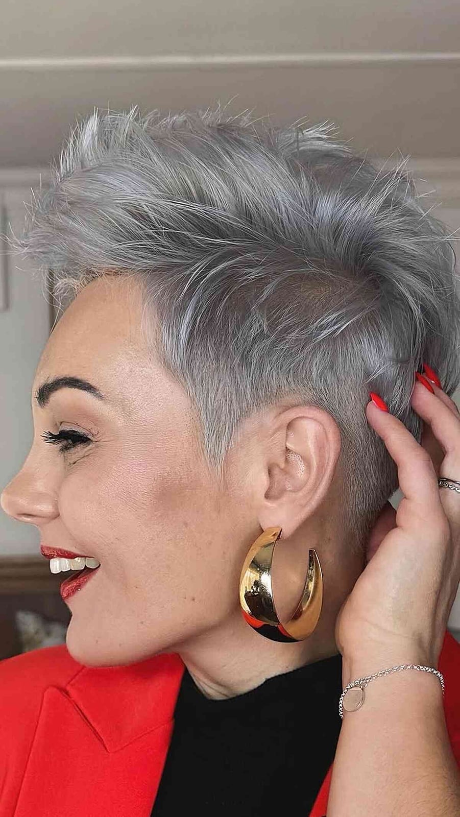 Edgy Gray Pixie With Spiky Texture — Simple Hairstyles for Thinning Hair