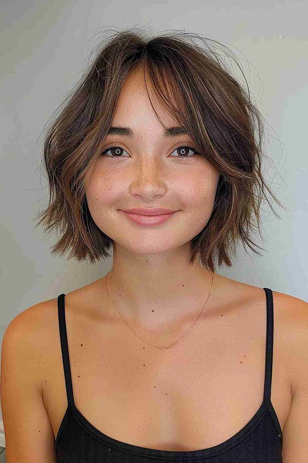 Collarbone Bob With Soft Curtain Bangs — Simple Hairstyles for Thinning Hair
