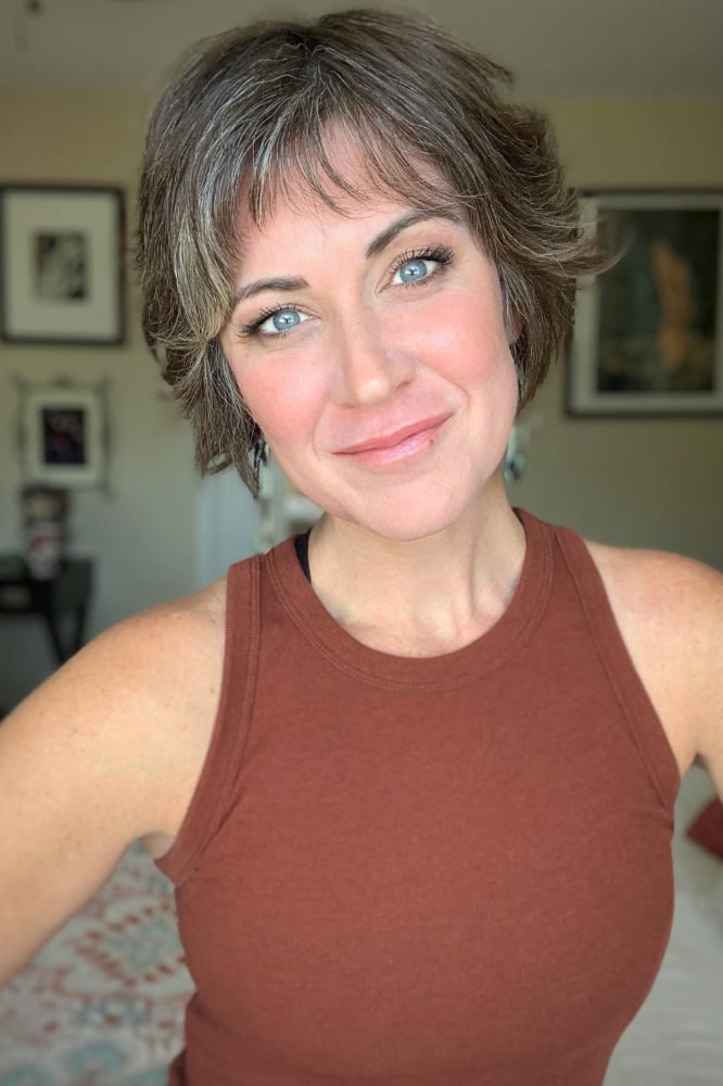 Asymmetrical Pixie With Gray Strands — Simple Hairstyles for Thinning Hair