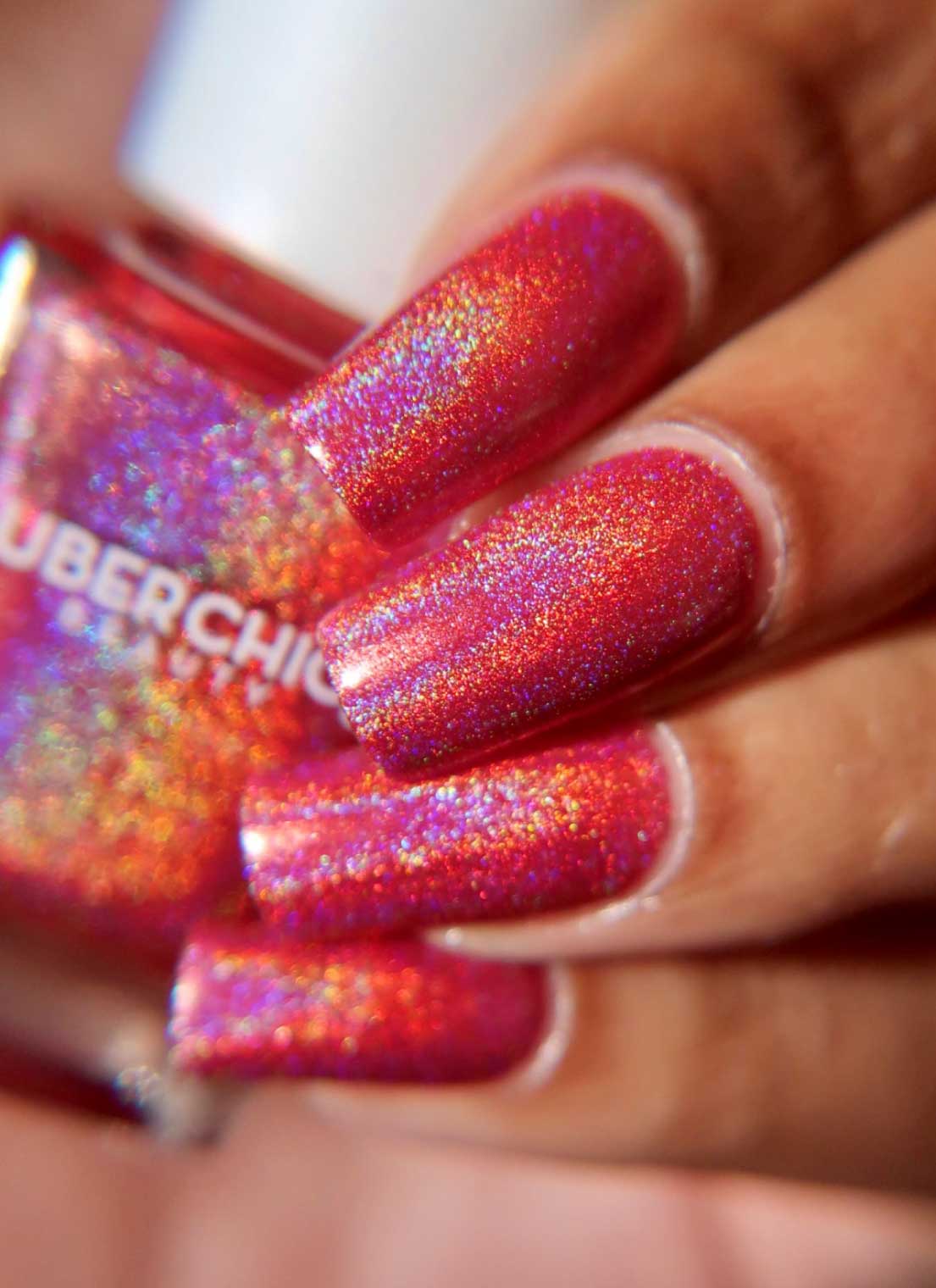 Long Square Bright Red Holographic Glitter Nails Long Square Bright Red Holographic Glitter Nails — Simple Holographic Nails