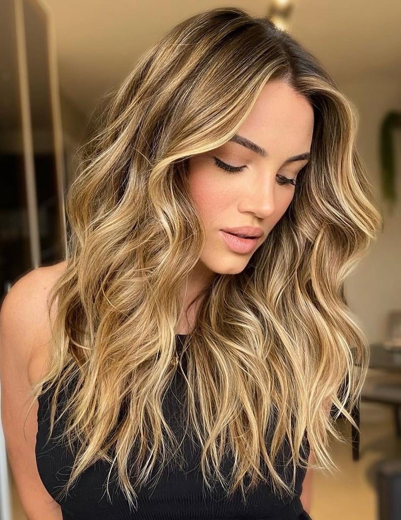 Mid-Back Honey Blonde With Lighter Streaks — Simple Honey Highlights