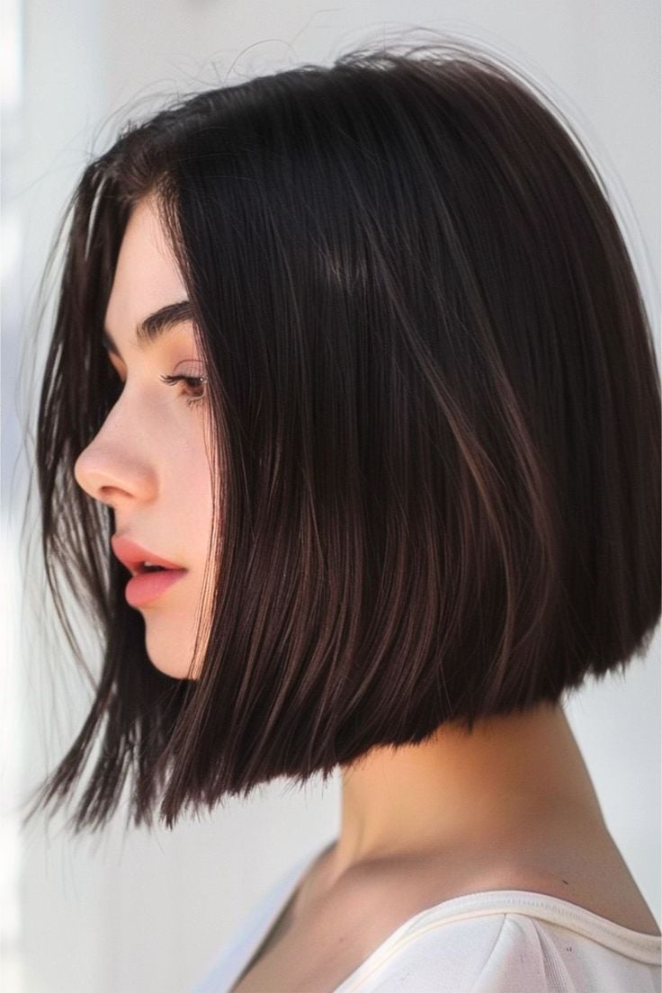 Sleek Chin Length Bob With Subtle Highlights — Simple Inverted Bob