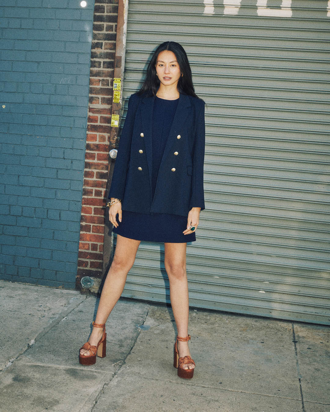 Navy mini dress with oversized blazer Navy mini dress with oversized blazer — Simple Italian Style