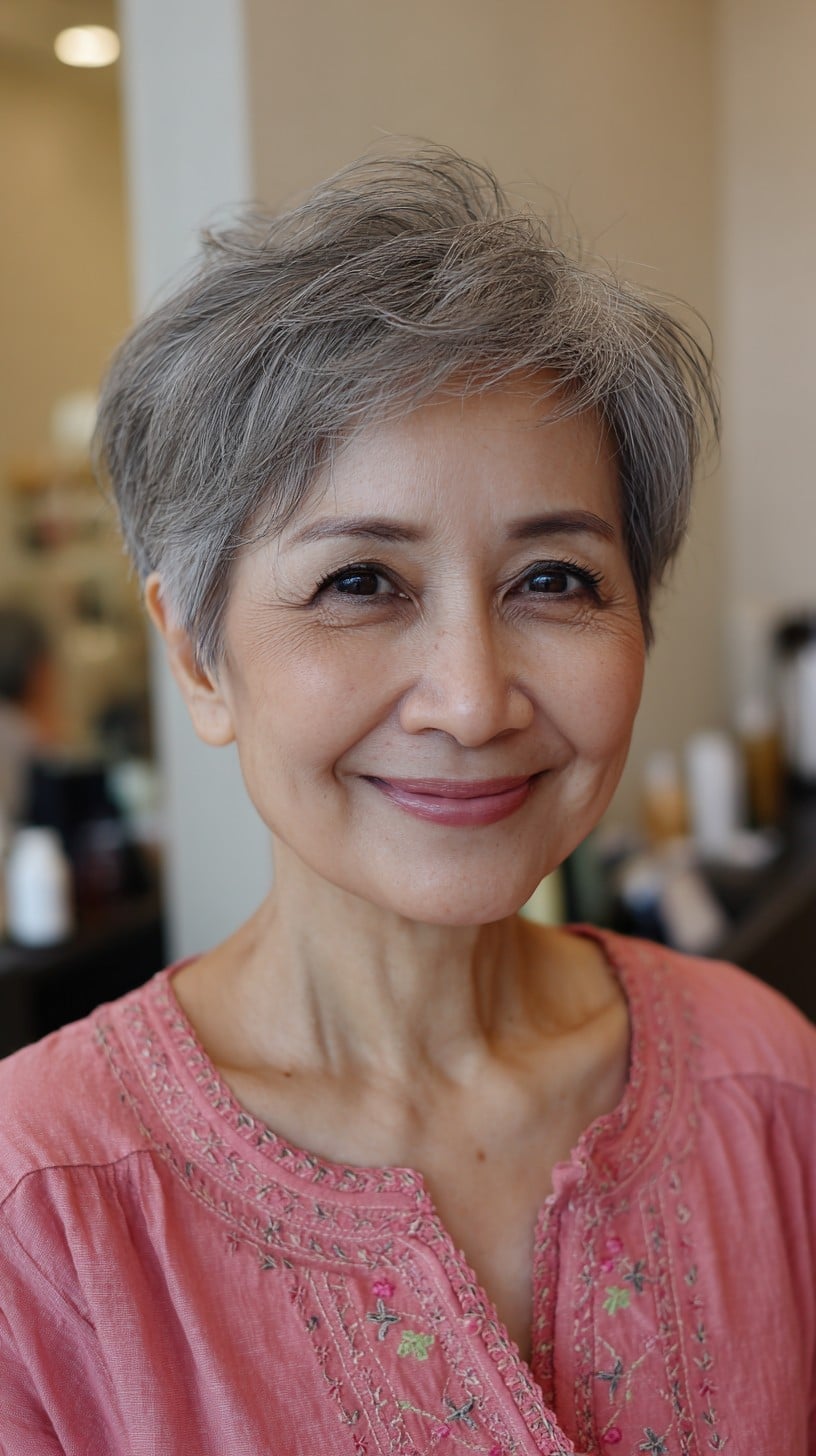 Short Gray Bob with Wavy Texture — Simple Japan Hairstyles