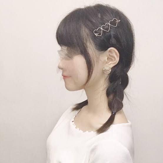 Two Braids with Heart Hair Clip — Simple Japanese Hairstyles