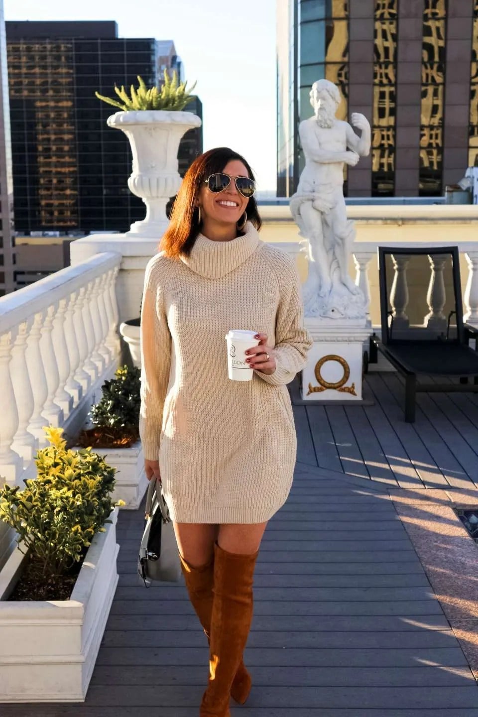 Beige Oversized Knit Sweater Dress — Simple Knit Dress