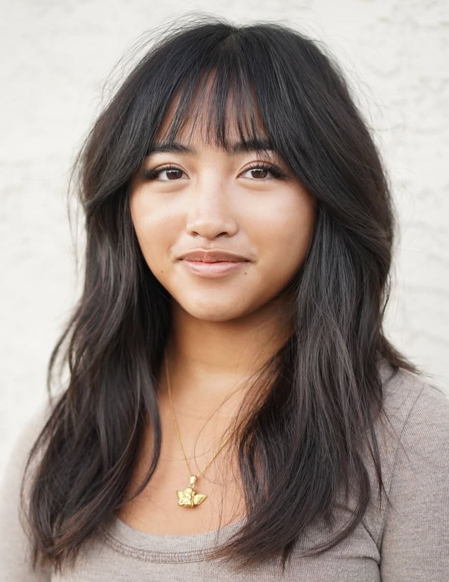 Shoulder Length Layered Cut With Curtain Bangs Shoulder Length Layered Cut With Curtain Bangs — Simple Korean Hair