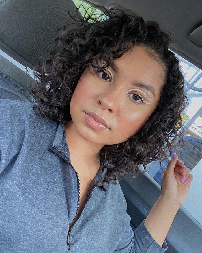 Chin Length Bob Defined Curls Short Fringe Chin Length Bob Defined Curls Short Fringe — Simple Latina Hairstyles