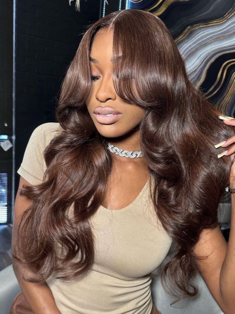 Collarbone Lob With Curtain Bangs — Simple Layers Wig