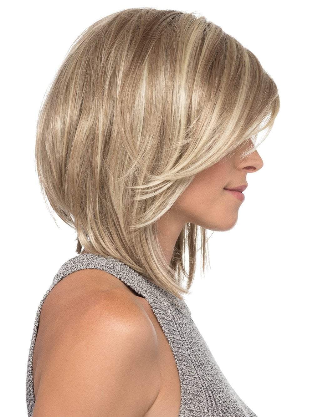 Collarbone Layered Bob With Side Part — Simple Layers Wig