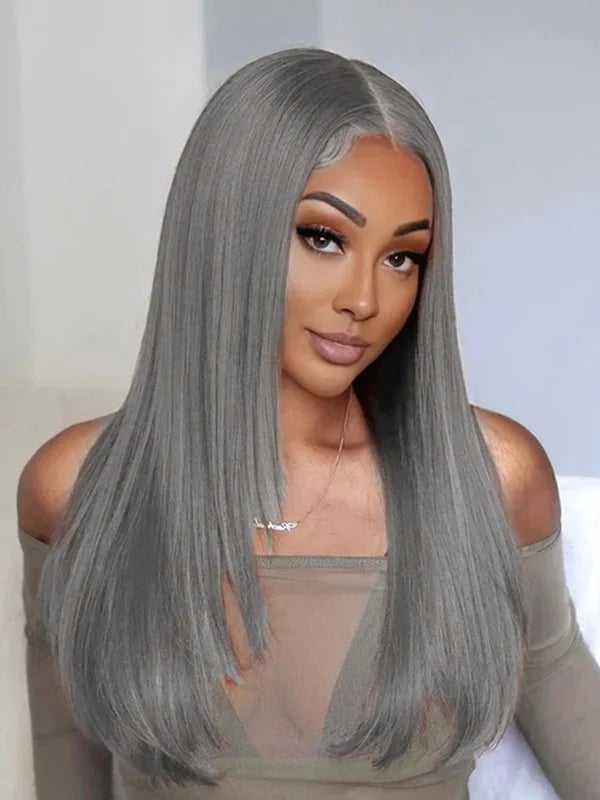 Collarbone Salt and Pepper Straight Cut — Simple Layers Wig