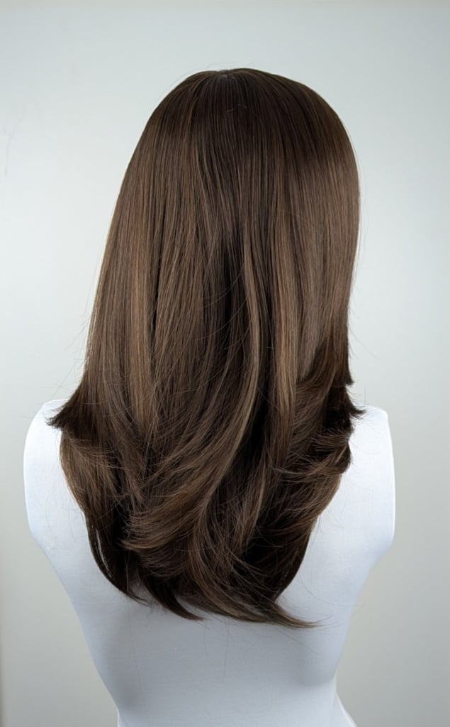 Collarbone Layers Back View Straight — Simple Layers Wig