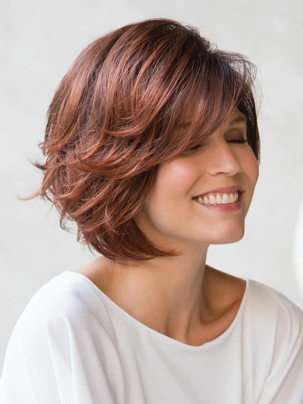 Chin Length Layered Bob With Side Swept Fringe — Simple Layers Wig