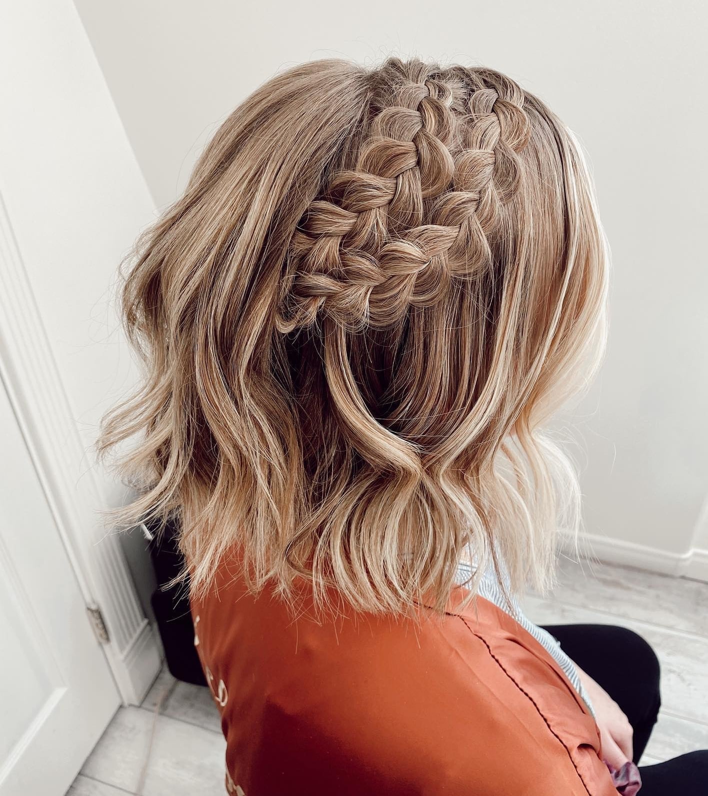 Blonde Bob with Side Braided Detail Blonde Bob with Side Braided Detail — Simple Length Braids