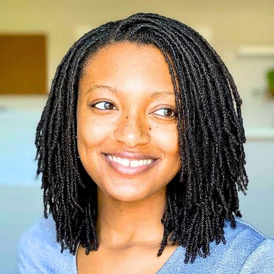 Neat Shoulder Length Fine Coily Locs, Close-Up Take Neat Shoulder Length Fine Coily Locs, Close-Up Take — Simple Length Locs