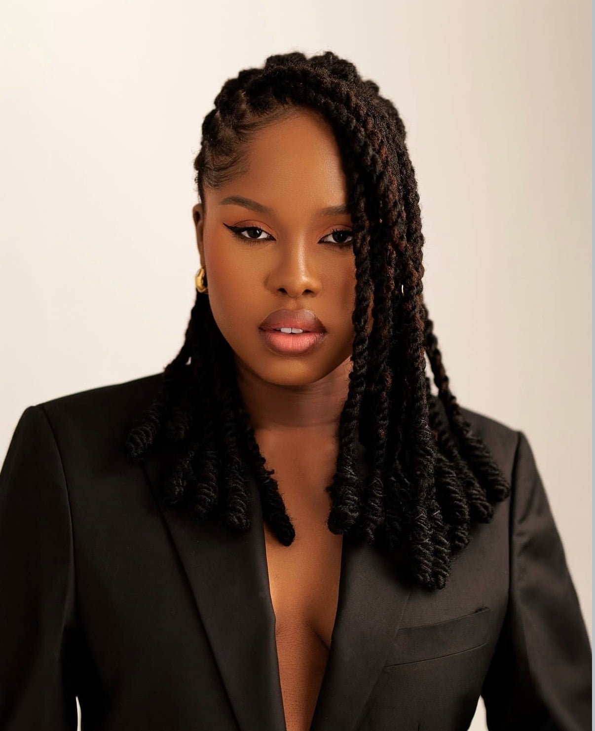 Shoulder Length Braided Black Locs Shoulder Length Braided Black Locs — Simple Length Locs