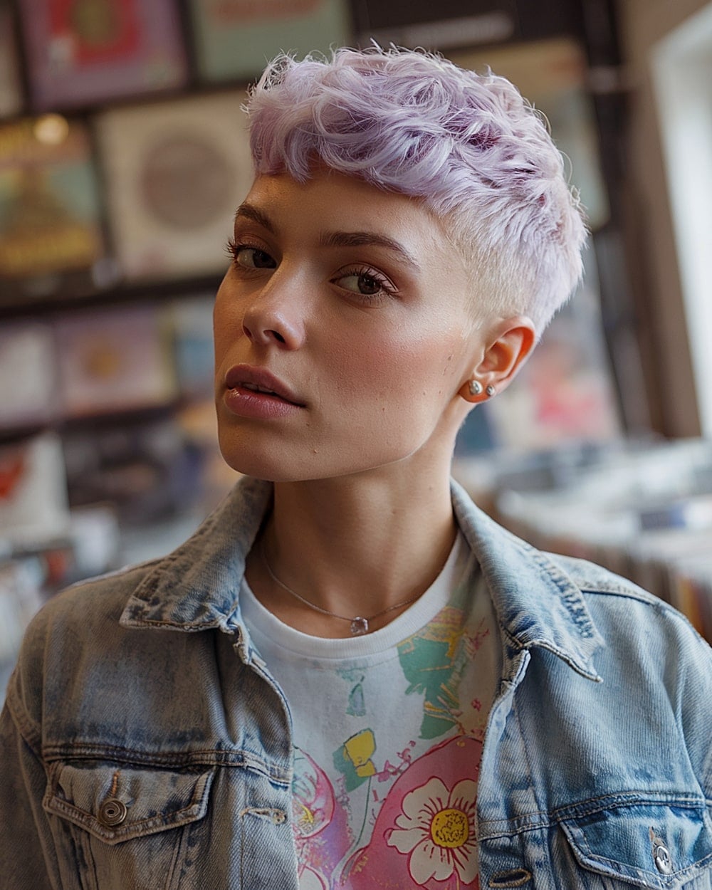 Pastel Lavender Pixie With Undercut — Simple Lesbian Haircuts