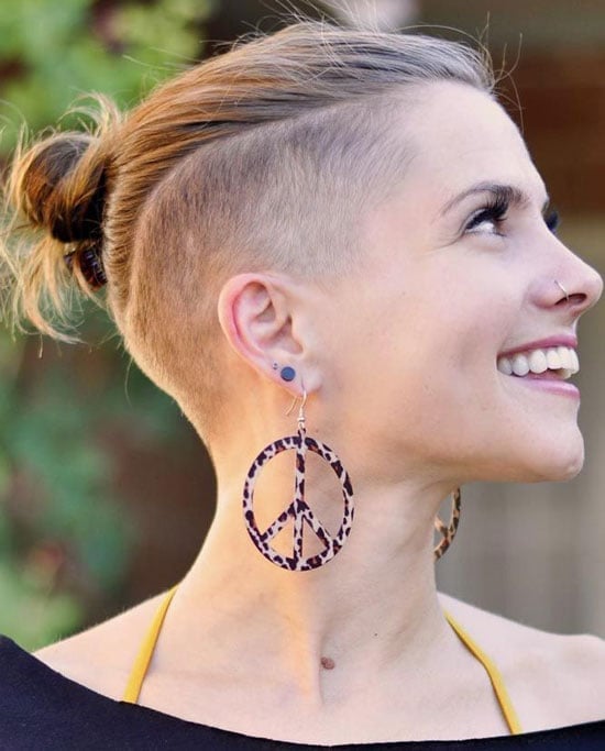 Blonde Undercut With Top Knot Bun — Simple Lesbian Haircuts