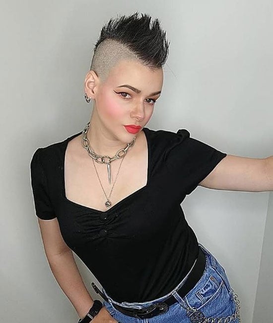 Dark Brown Undercut Mohawk With Spiky Fringe — Simple Lesbian Haircuts