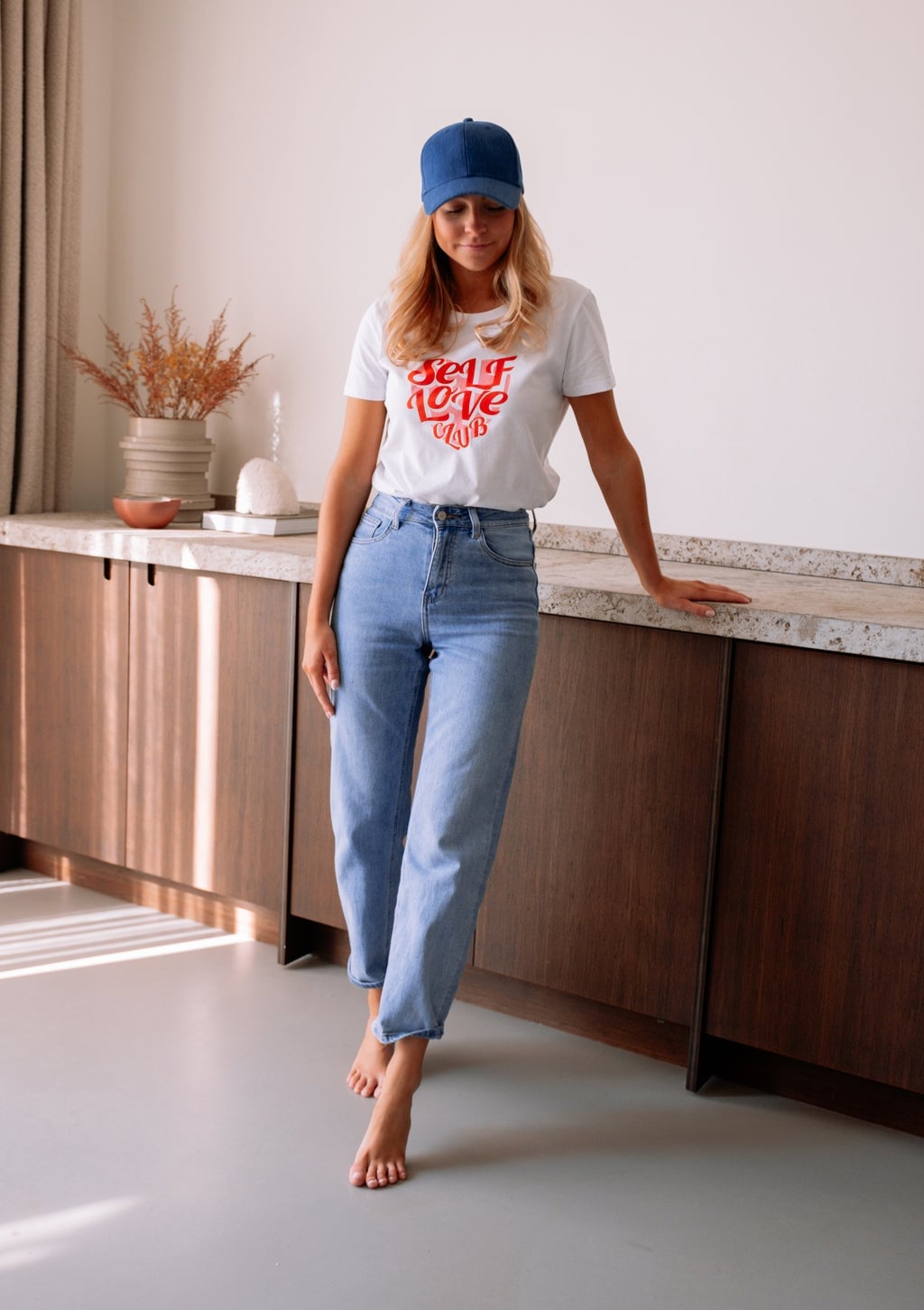 High Waisted Straight Leg Light Blue Jeans, Softer Variation — Simple Light Blue Jeans Outfits