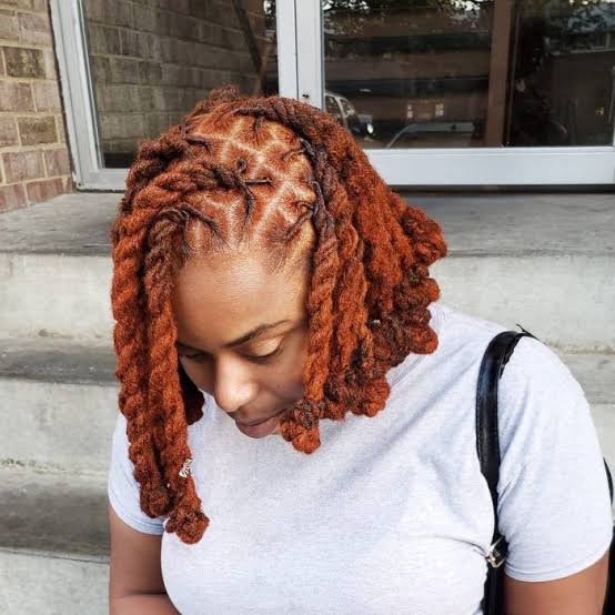 Copper Locs with Geometric Parting — Simple Locs Hair