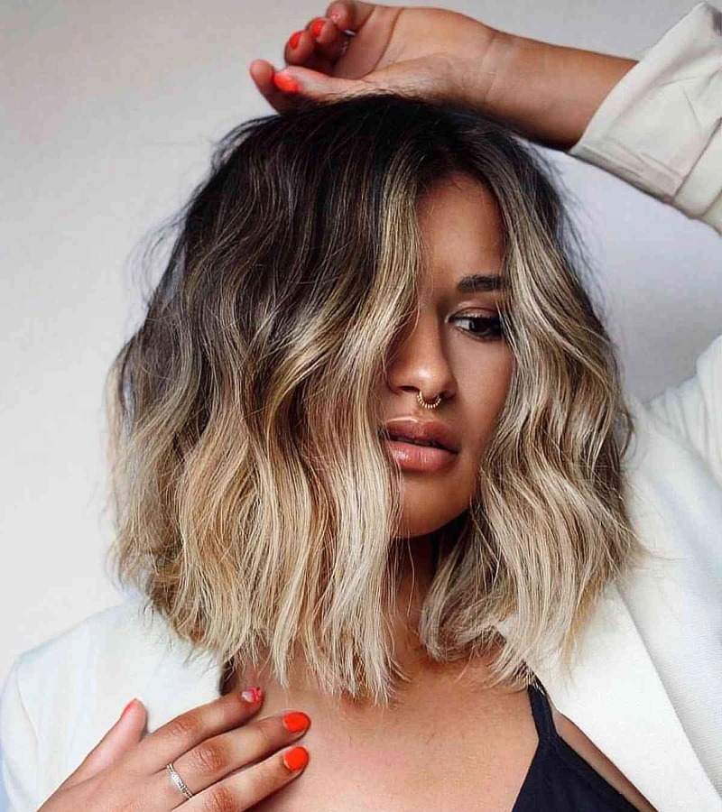 Thick Collarbone Lob With Dark Brown Balayage Thick Collarbone Lob With Dark Brown Balayage — Simple Long Bob